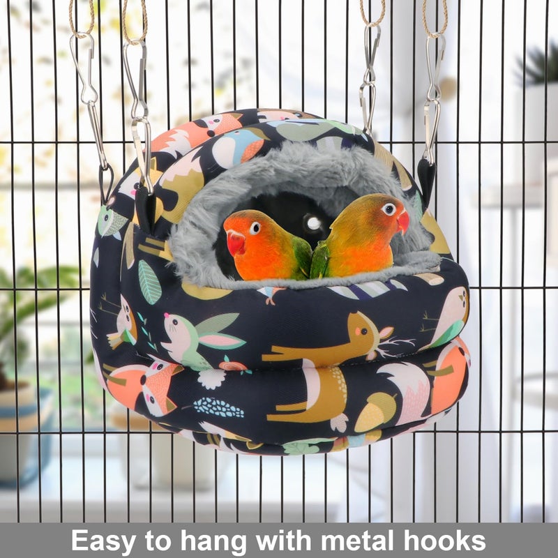 Reshiho Bird Nest House Winter Warm Bird Bed Hanging Hammock Snuggle Hut for Parakeets Budgies Cockatiels Conures Quaker Parrot (Small, Black) - Image 2